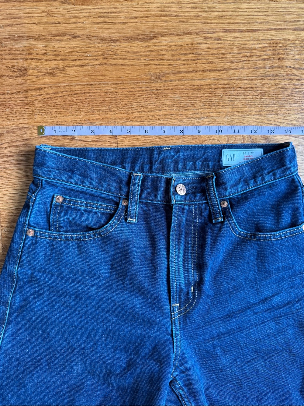 GAP High Rise Barrel Jeans Dark Rinse - Picture 5 of 9